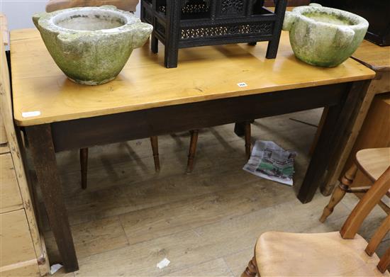 A pine kitchen table, with drawer W.137cm